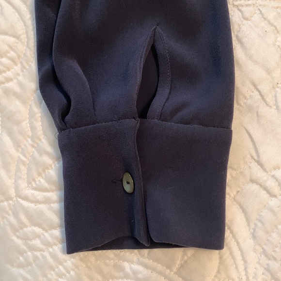 St. John Knits Matte Navy Draped Blouse - Picture 4 of 12